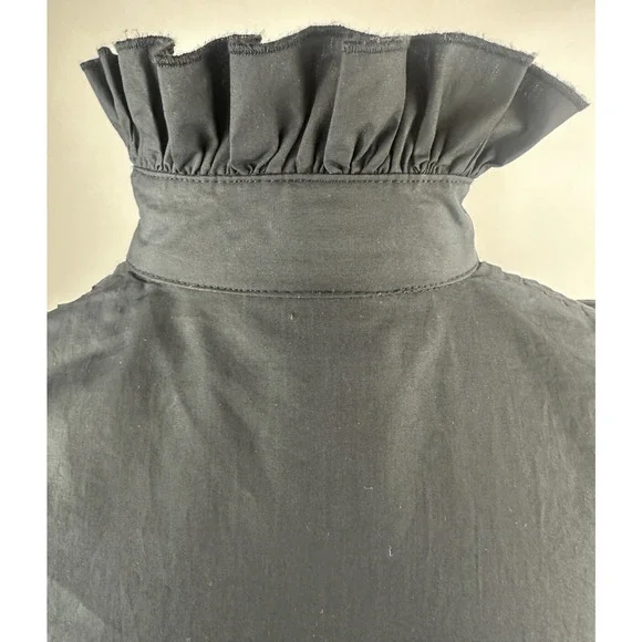 *Flawed* Victorian Choice Black Blouse Steampunk Witchy Goth Button Top Medium - Picture 6 of 16